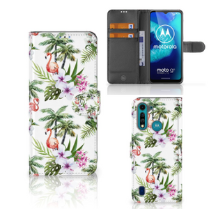 Motorola G8 Power Lite Telefoonhoesje met Pasjes Flamingo Palms