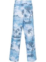 Palm Angels pantalon droit imprimé - Bleu