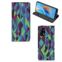 OPPO A74 4G Stand Case Abstract Green Blue - thumbnail