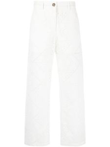 MSGM pantalon droit en broderie anglaise - Blanc