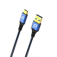 Oehlbach USB Plus C3 - USB-kabel voor smartphones type A 3.0 naar type C 3.1 - PVC-mantel - OFC, blauw/zwart - 3m