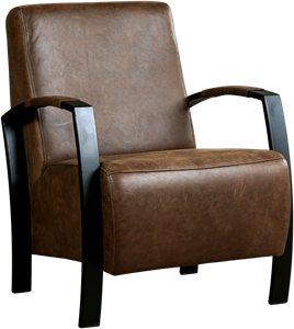 Bruine leren industriële stalen fauteuil Glory - Vintage Leer Brown (bruin leer)