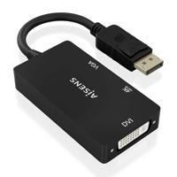 AISENS - A125-0861 - DISPLAYPORT V1.2 converter naar VGA/DVI/HDMI, DP 1.2/M-VGA/H-DVI/H-HDMI/H 4K, zwart, 15 cm