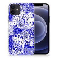 Silicone Back Case iPhone 12 | 12 Pro (6.1") Angel Skull Blauw