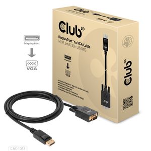 club3D CAC-1012 DisplayPort-kabel DisplayPort / VGA Aansluitkabel DisplayPort-stekker, VGA-stekker 15-polig 2.00 m Zwart