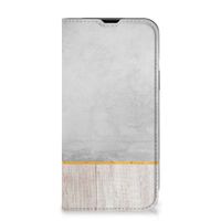 iPhone 14 Book Wallet Case Wood Concrete - thumbnail