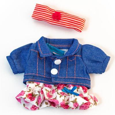Miniland poppenkleertjes Girl junior 21 cm blauw/rood 3 delig