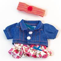 Miniland poppenkleertjes Girl junior 21 cm blauw/rood 3 delig