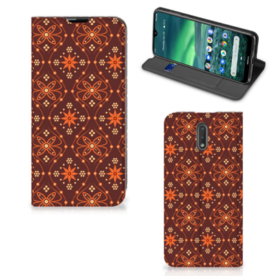 Nokia 2.3 Hoesje met Magneet Batik Brown Nokia 2.3 Hoesje met Magneet Batik Brown