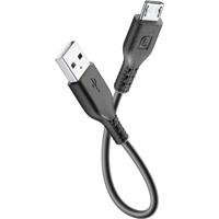 Cellularline - Power Cable 15 cm - MICRO USB - Micro-USB-kabel voor opladen en gegevensoverdracht - Zwart