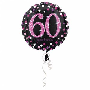 FolieBallon 60 jaar happy birthday Pink 43cm