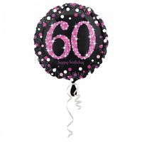 FolieBallon 60 jaar happy birthday Pink 43cm - thumbnail