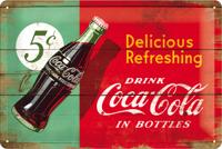 Coca-Cola Delicious Refreshing Groen Metalen Wandplaat 30x20cm