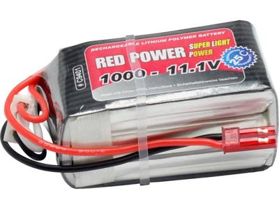 LiPo accupack 11.1 V 1000 mAh Aantal cellen: 3 25 C Red Power Softcase BEC-bus