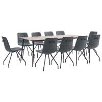 vidaXL 11-delige Eethoek kunstleer zwart