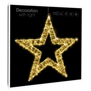 Metalen krans/verlichte decoratie ster met warm wit licht 50 cm   -