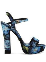 Dolce & Gabbana floral-print charmeuse platform sandals - Bleu