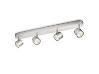 Philips Star opbouwspot 4-lichts - Aluminium - Dimbaar - Draaibare spots - Geïntegreerde LED-lampen