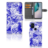 Telefoonhoesje met Naam OnePlus Nord N10 Angel Skull Blauw - thumbnail