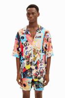 Korte mouwen shirt met popprint. - BLUE - M