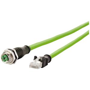 Metz Connect 142M2X25010 M12 Netwerkkabel, patchkabel CAT 6A S/FTP 1.00 m Groen PUR-mantel, Zuurbestendig, Ozonbestendig, UV-bestendig, Geschikt voor