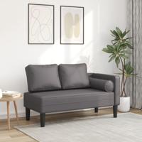 Chaise longue met kussens kunstleer grijs - thumbnail