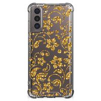 Samsung Galaxy S21 Case Gouden Bloemen - thumbnail