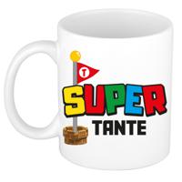 Cadeau koffie/thee mok voor tante - wit - super tante - keramiek - 300 ml - thumbnail