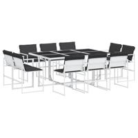 vidaXL 11-delige Tuinset met kussens textileen wit, loungeset, loungeset tuin, tuinset lounge, tuintafel, loungeset buiten, tuin loungeset