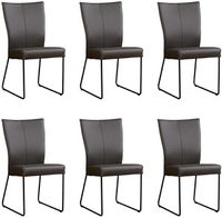 Set van 6 Donkergrijze leren industriële eetkamerstoelen Mate - Toledo Leer Antracite (donkergrijs leer)