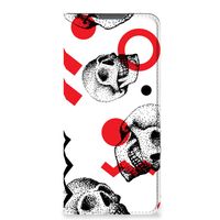 Mobiel BookCase Motorola Moto E32 | Moto E32s Skull Red - thumbnail