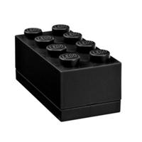 LEGO minidoos 8 noppen, lunchdoosinzet, snackdoos, Zwart