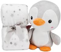 Interbaby deken en knuffel Pinguïn 80 x 110 cm pluche