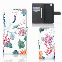 Huawei Ascend P8 Lite Telefoonhoesje met Pasjes Bird Flowers