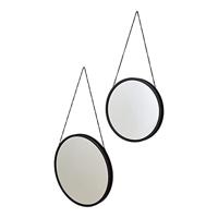 LOFT42 Industry Spiegels Rond Zwart Set van 2 - Metaal - Ø45 & Ø35