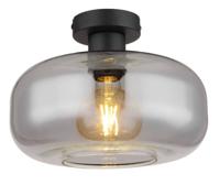 Globo Zwarte plafondlamp Giuseppe smoke glas 15566D