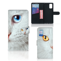 Samsung Galaxy A02s | M02s Telefoonhoesje met Pasjes Witte Kat - thumbnail