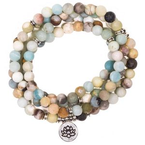 Edelsteen Armband Amazoniet Mala met Lotus (8 mm kralen)