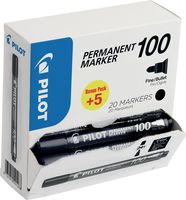 Pilot permanent marker 100, XXL doos met 15 + 5 stuks, zwart - thumbnail