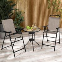 Set van 2 Inklapbare Barstoelen Metalen Frame en Voetsteun Barhoogte Stoelen voor Buiten voor Balkon Tuin en Zwembad