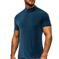 Voor heren T-shirt Coltrui Effen Hoge nek Vakantie Uitgaan Korte mouw Kleding Stijlvol Modern eigentijds Comfortabel Lightinthebox - thumbnail