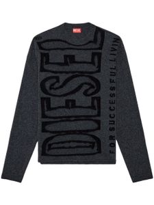 Diesel K-Floyd logo-intarsia wool jumper - Gris