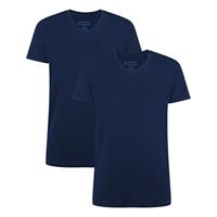 Bamboo Basics - Heren Bamboe T-Shirt - Velo - V-hals - 2 stuks - Extra lang - Extra Zacht en Ademend - Zwart, Blauw, S