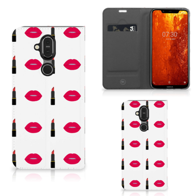Nokia 8.1 Hoesje met Magneet Lipstick Kiss Nokia 8.1 Hoesje met Magneet Lipstick Kiss