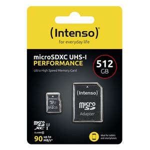 Intenso 512GB microSDXC Performance microSD-kaart 512 GB Class 10 UHS-I Waterdicht