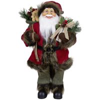 Kerstman beeld - H45 cm - rood - staand - kerstpop   - - thumbnail