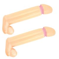 Opblaasbare grote piemel/penis - 2x - kunststof pvc - 35 cm - Zelf op blazen