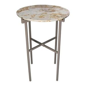 by fonQ Stone Bijzettafel Ø 38 cm - Beige - Marmer