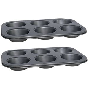 2x stuks muffins en cupcakes bakken bakvorm/bakblik 26 x 19 cm - voor 6x stuks