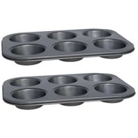 2x stuks muffins en cupcakes bakken bakvorm/bakblik 26 x 19 cm - voor 6x stuks